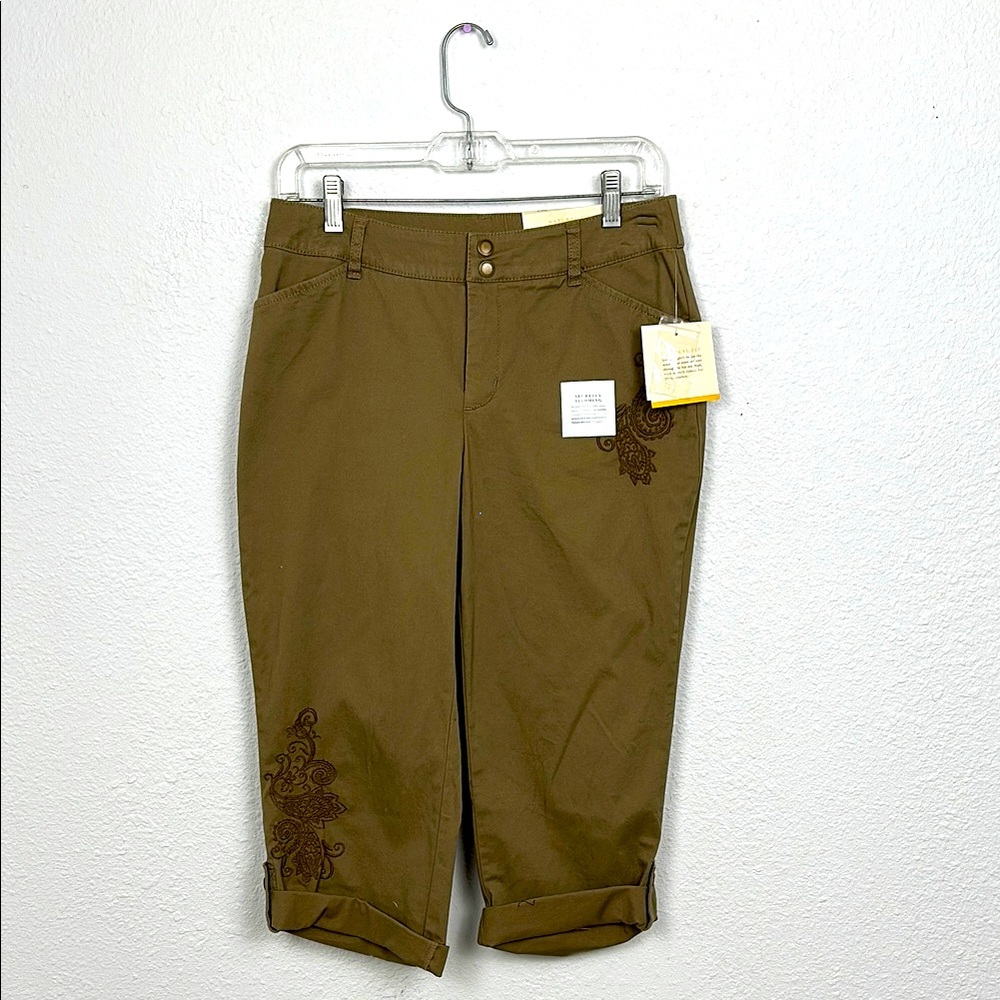 Brown Cotton Bermuda Shorts with Cuffed Hem